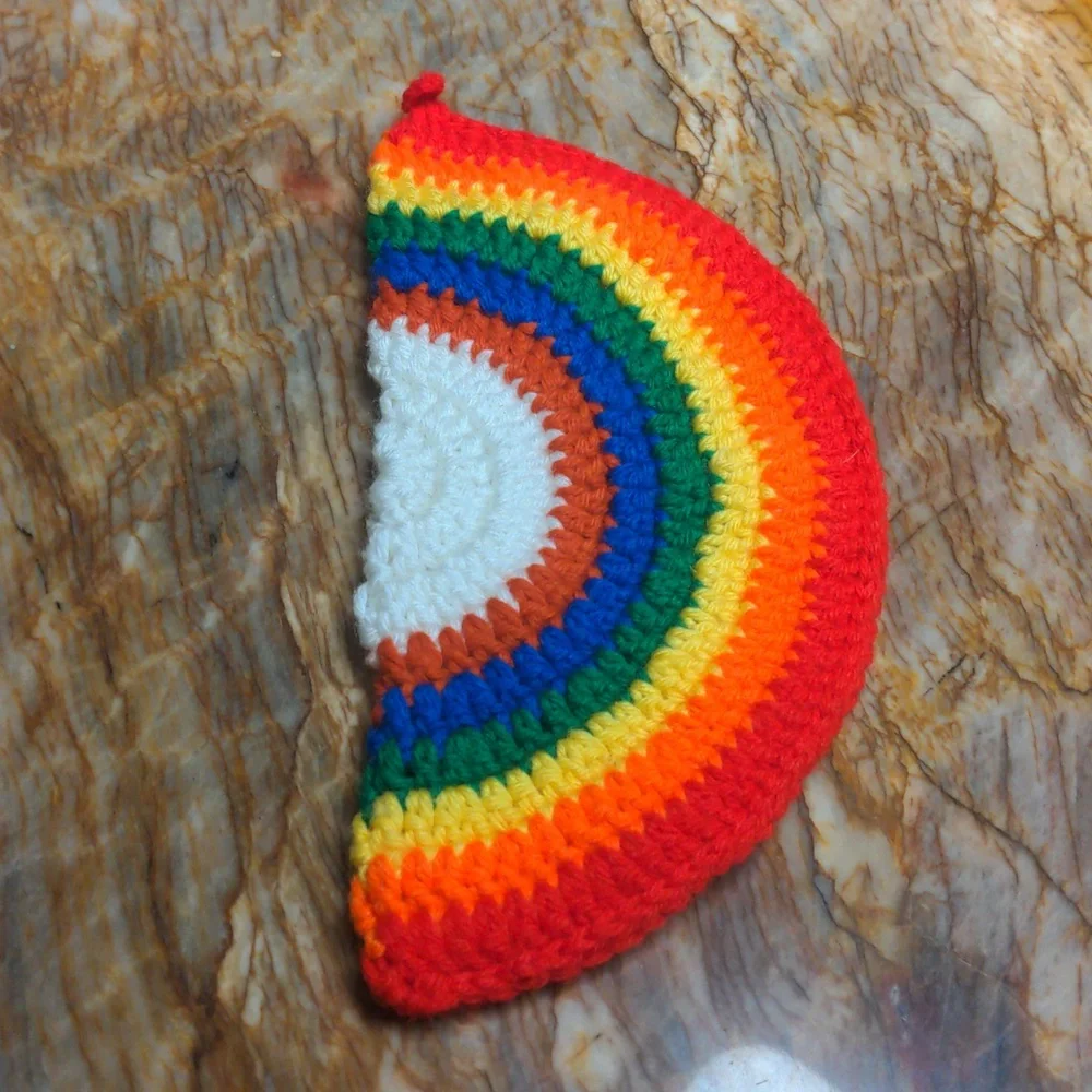 Vintage Hand Crocheted Rainbow Pot Holder 🌈